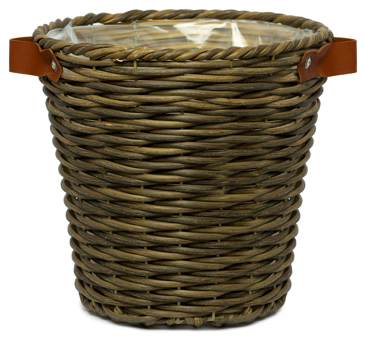 Кашпо плетеное с ручками d28 полипропилен коричневое