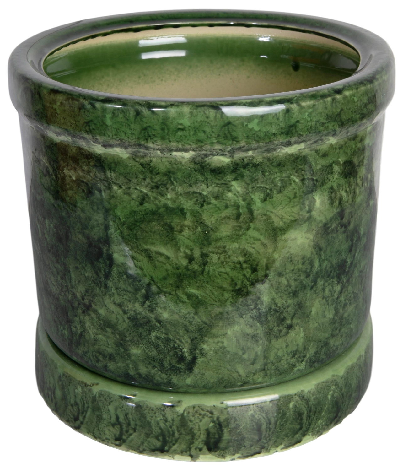 Горшок Цилиндр d29 см керамический зеленый c поддоном