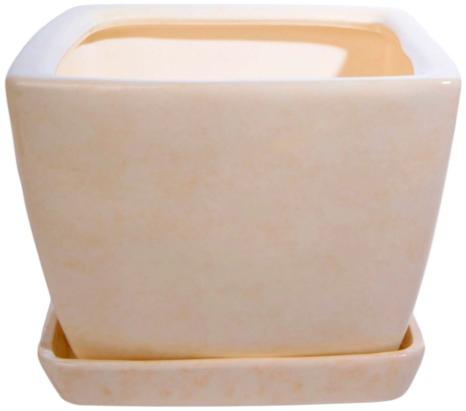 Горшок Парус №1 15х15х15 см керамический бежевый с подставкой