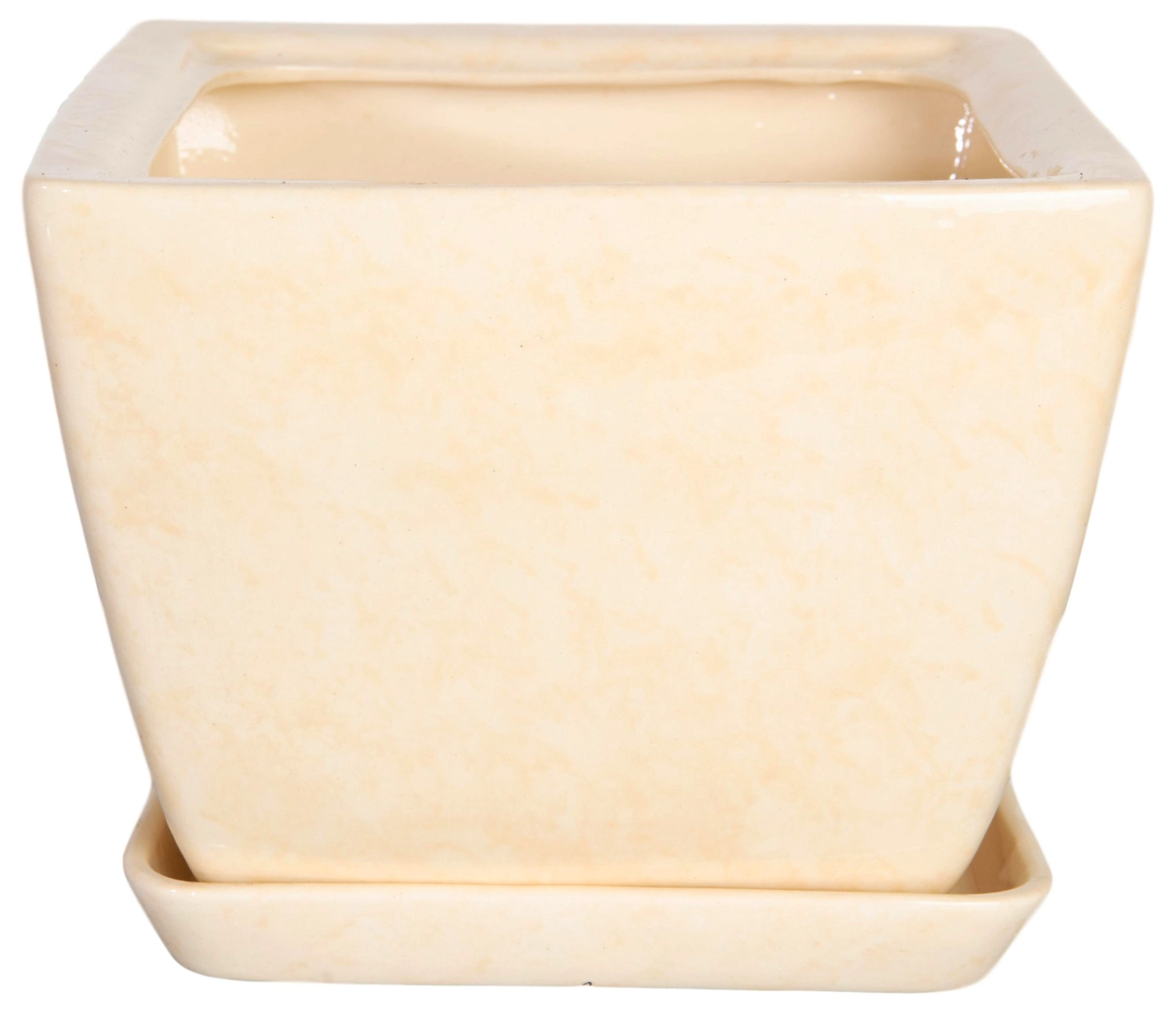 Горшок Парус №2 22х22х20 см керамический бежевый с подставкой