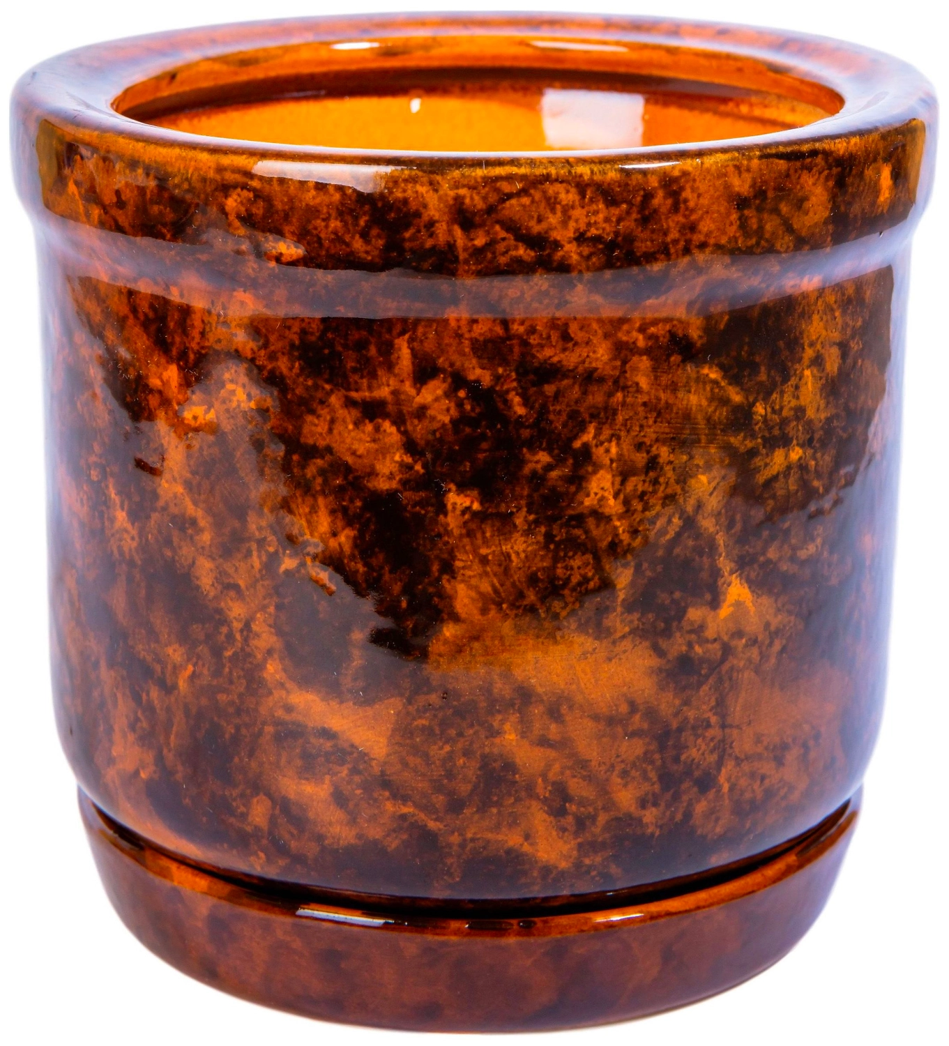 Горшок Цилиндр d14,5 см керамический коричневый с подставкой