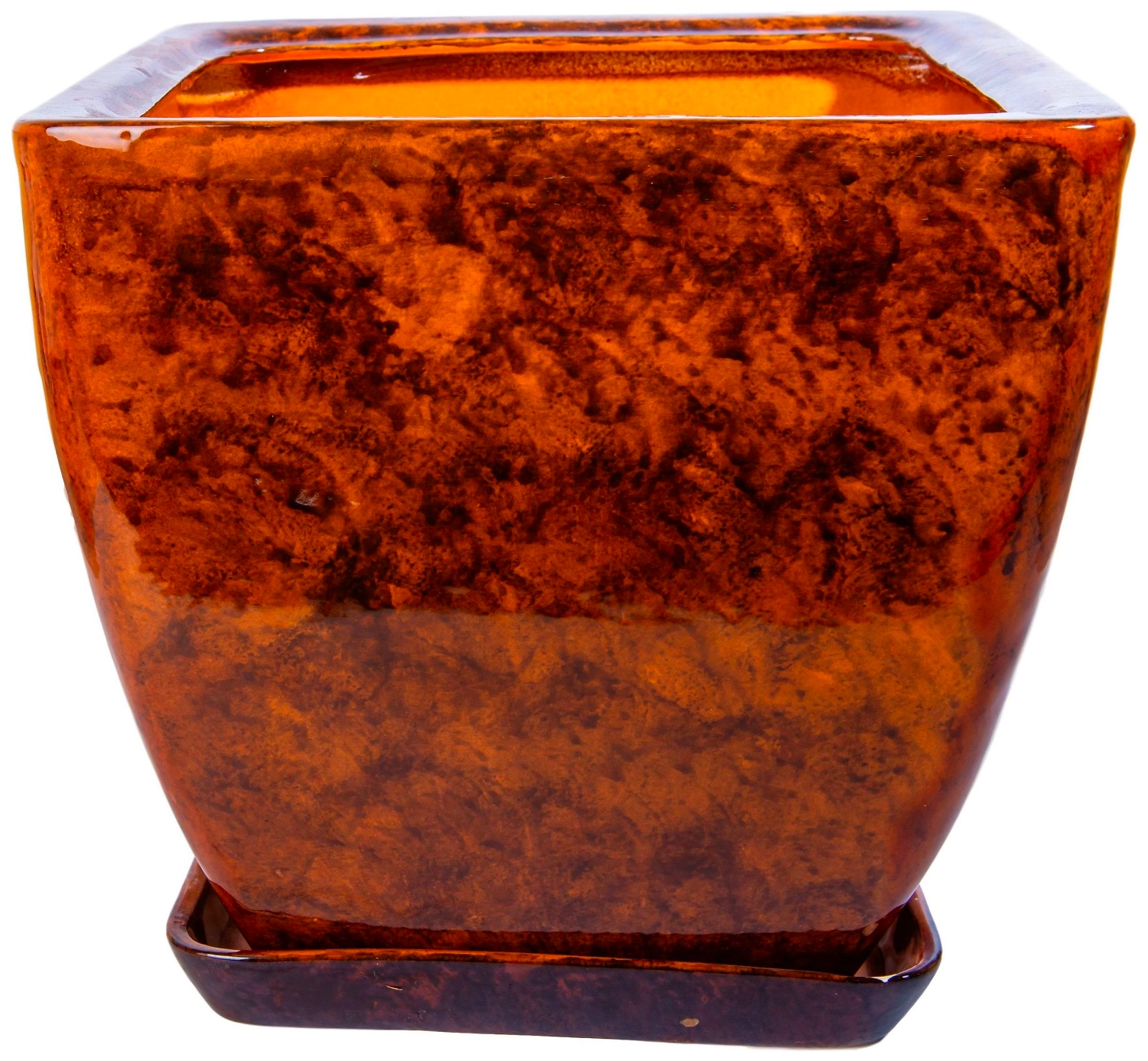 Горшок Парус №3 26х26х25 см керамический коричневый с подставкой