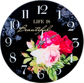 Часы настенные стеклянные цветы 1 23 см