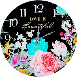 Часы настенные стеклянные цветы 2 23 см