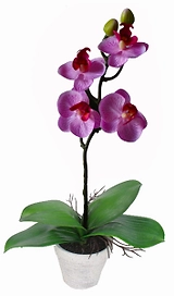 Искусственный цветок фаленопсис фиолетовый 30 см в горшке