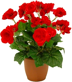 Искусственный цветок бегония красная 33 см в горшке
