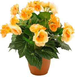 Искусственный цветок бегония лососевая 33 см в горшке