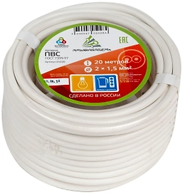 Провод силовой ПВС 2x1,5 кв. мм 20 м