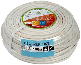 Провод силовой ПВС 3x2,5 кв. мм 100 м