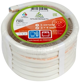 Провод силовой ПВС 3x4 кв. мм 5 м