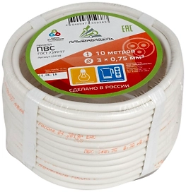 Провод силовой ПВС 3х0,75 кв. мм 10 м