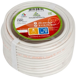 Провод силовой ПВС 3х0,75 кв. мм 20 м