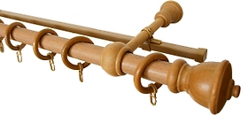 Карниз двухрядный наконечник крит дерево дуб светлый D28 мм 2,5 м