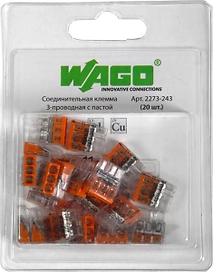 Самозажимные клеммы Wago 07-5142-20 3 провода 20 шт