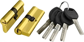 Цилиндр FUARO R302 60 мм (25/10/25 мм) ключ/вертушка латунь 