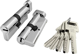 Цилиндр FUARO R602 80 мм (35/10/35 мм) ключ/вертушка хром