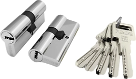 Цилиндр FUARO R600/90 мм-BL CP (50+10+30) ключ/ключ хром