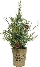 Искусственная ель в горшке зеленая 37 см в ассортименте