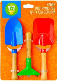 Набор детских инструментов GARDEN SHOW лопата, совок, грабли 22х19х3 см