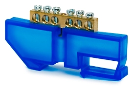 Шина нулевая REXANT синий изолятор 6 ГРУП 6X9