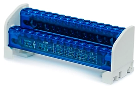 Шина на DIN-рейку в корпусе (кросс-модуль) 2х15 REXANT