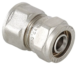 Соединитель латунь никелированный VALTEC 1/2" х 16 мм