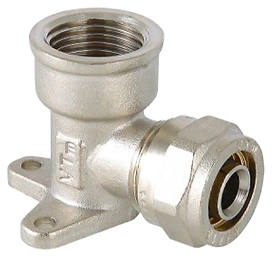 Угольник с креплением латунь никелированный VALTEC 3/4" х 20 мм