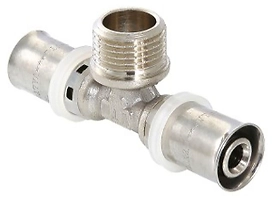 Тройник латунь никелированный VALTEC VTm.232.N 1/2" х 16 мм