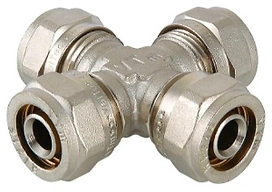 Крестовина латунь никелированный VALTEC 20 мм