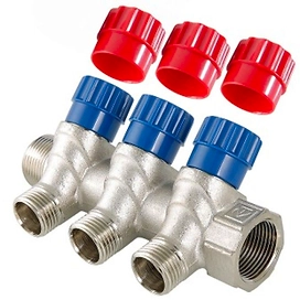 Коллектор с вентилями латунь никелированная VALTEC 1"х 1/2"