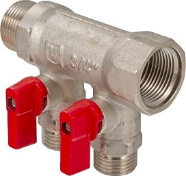 Коллектор латунь никелированная VALTEC O58104052 3/4"-1/2"