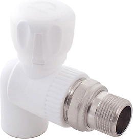 Кран шаровой для радиатора угловой PPR 20х1/2,  белый, RTP