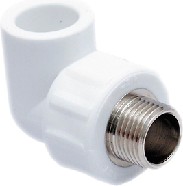 Угольник комбинированный PPR наружная резьба 25х 3/4,  белый, RTP