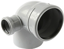 Отвод левый ВК ПП 110/50х87, серый, RTP