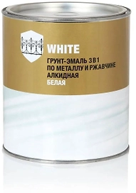 Эмаль по металлу и ржавчине Стандарт 3 в 1 полуматовая белая 2,5 кг