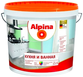 Краска интерьерная ALPINA Кухня и Ванная матовая белая 5 л