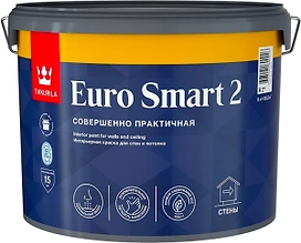 Краска интерьерная Tikkurila Euro Smart 2 глубокоматовая белая 9 л