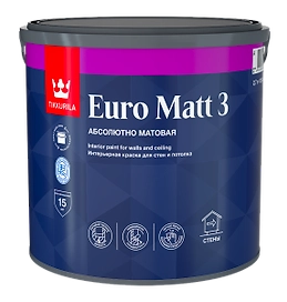 Краска интерьерная Tikkurila Euro White глубокоматовая белая 2,7 л