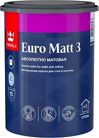 Краска интерьерная Tikkurila Euro Matt 3 глубокоматовая белая 0,9 л
