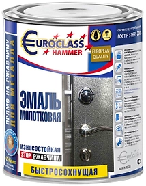 Эмаль Euroclass с молотковым эффектом серебристая 0,8 кг