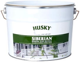 Краска фасадная по дереву HUSKY Siberian полуматовая белая 9 л