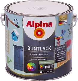 Эмаль фасадная Alpina Buntlack GL полуматовая белая 2,5 л
