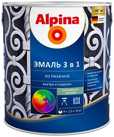 Эмаль по ржавчине ALPINA 3 в 1 матовая белая 0,75 л