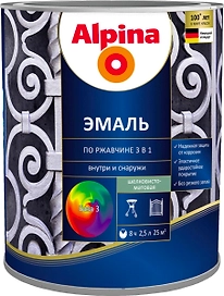 Эмаль по ржавчине ALPINA 3 в 1 шелковисто-матовая прозрачная 2,5 л