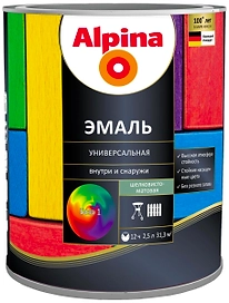 Эмаль универсальная ALPINA матовая белая 2,5 л