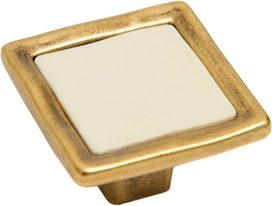 Мебельная ручка-кнопка BOYARD TOTEM матовая старинная латунь