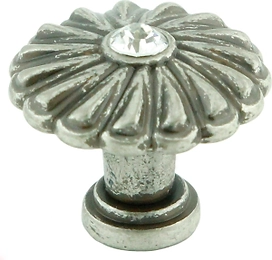 Мебельная ручка-кнопка BOYARD черненый старинный цинк/кристалл