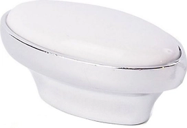 Ручка мебельная кнопка Larvij хром-белый