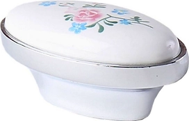 Мебельная ручка-кнопка Larvij белый-хром