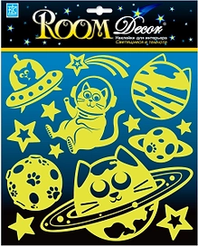 Наклейка декоративные Room Decor Галактика кошек 25x25 см светящиеся